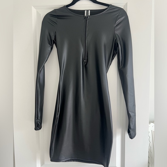 Faux Leather Dress - Picture 1 of 4